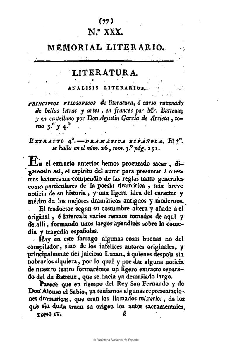 Análisis literarios. Principios de literatura. Extracto cuarto. Tomos III y IV