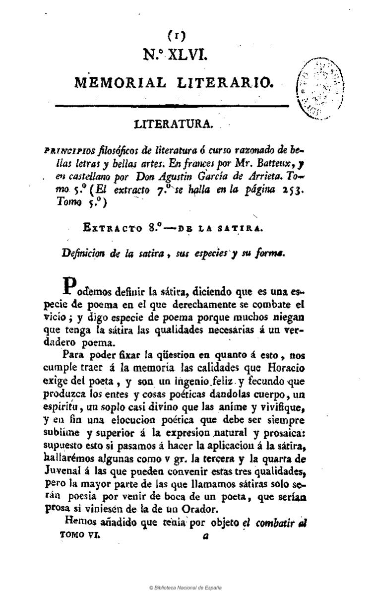 [Análisis literarios]. Principios filosóficos de la literatura. Extracto octavo. Tomo V