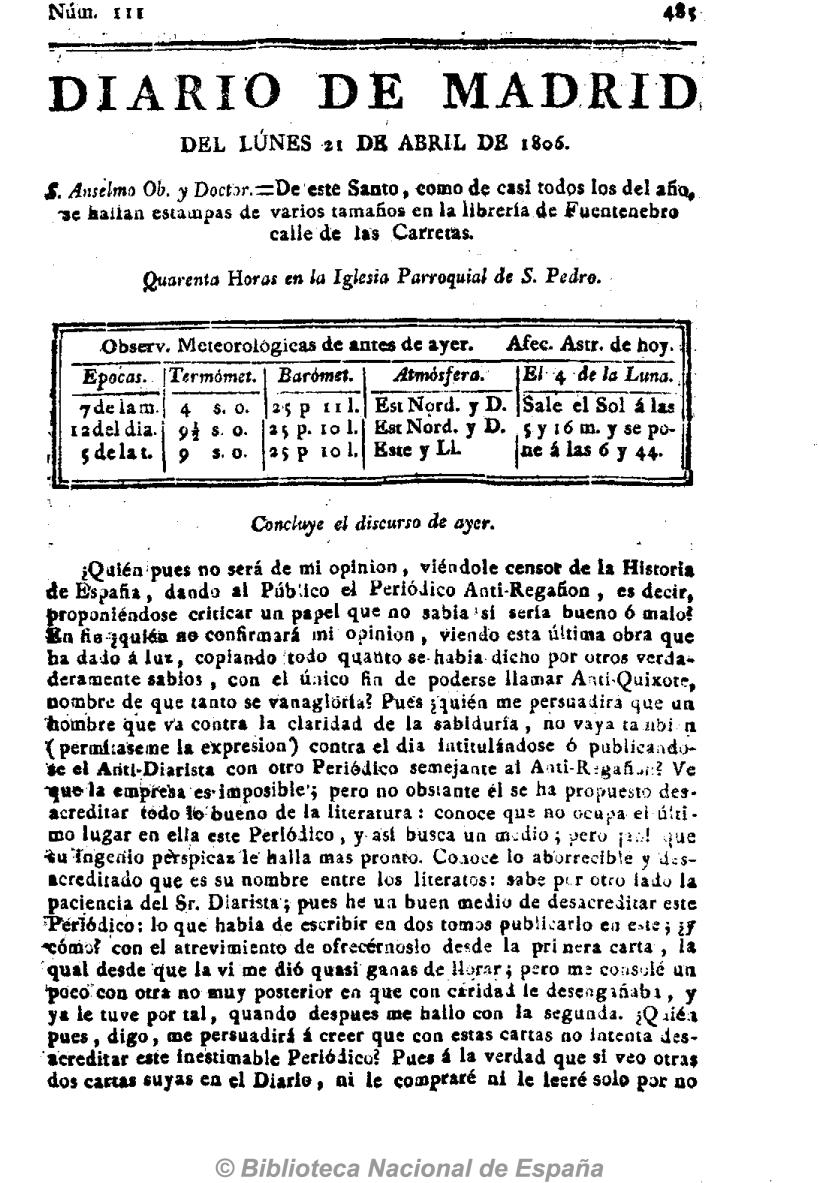 Concluye el Discurso de ayer [Carta cuadragésimo segunda en respuesta al Anti-Quijote]