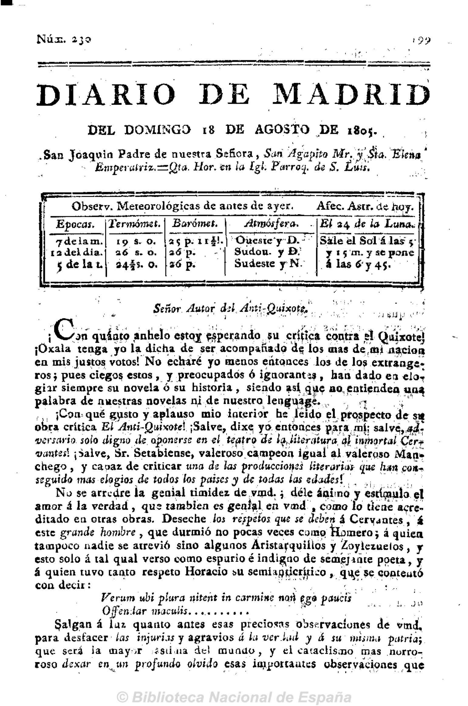 Señor autor del Anti-Quijote [Carta cuarta en respuesta al Anti-Quijote]