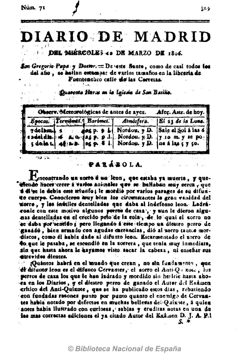 Parábola [Carta trigésimo novena en respuesta al Anti-Quijote]