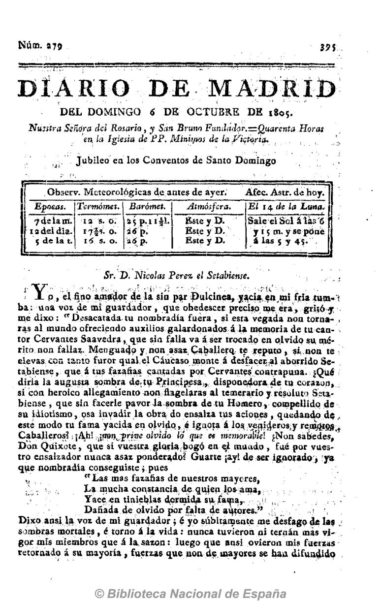 Sr. D. Nicolás Pérez el Setabiense [Carta vigésimo primera en respuesta al Anti-Quijote]