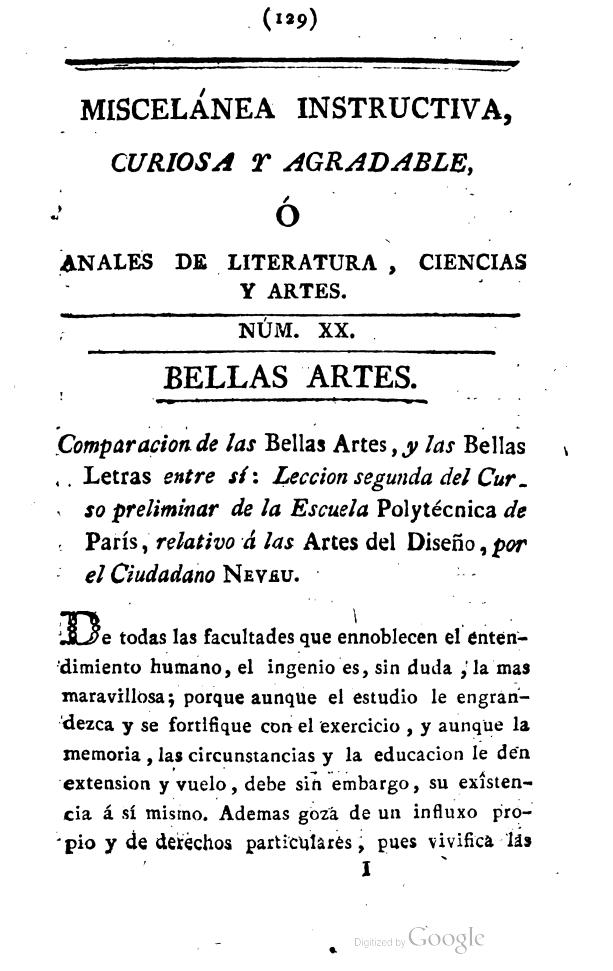 Bellas Artes. Comparación de las Bellas Artes y las Bellas Letras entre sí