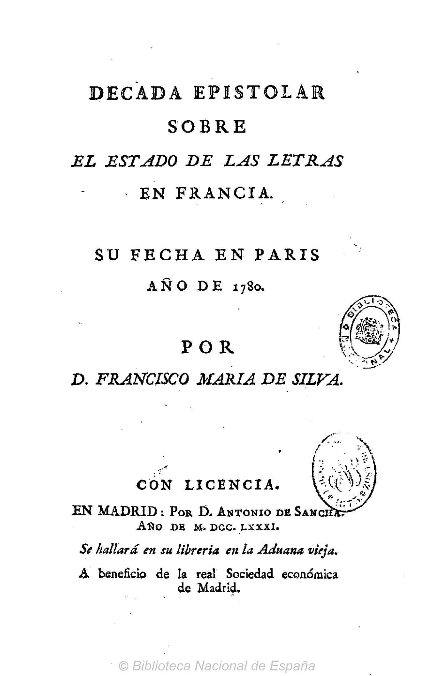 Década epistolar sobre el estado de las letras en Francia