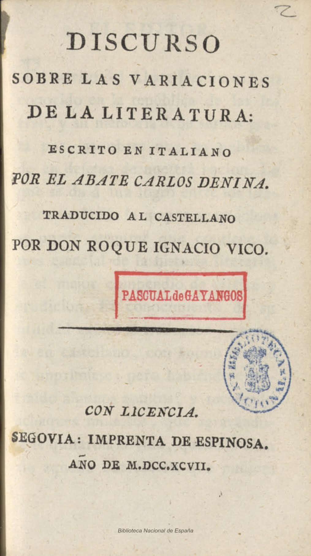 Discurso sobre las variaciones de la literatura