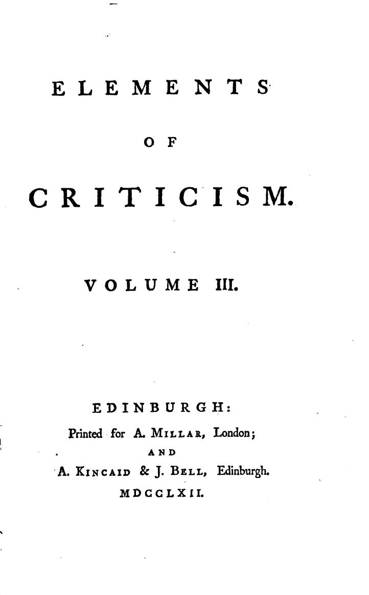 Elements of Criticism, Volume III