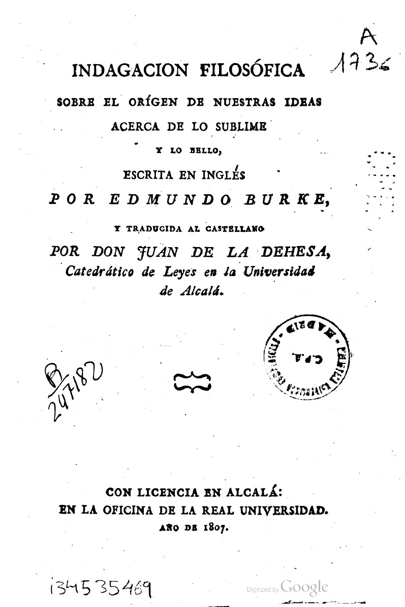 Indagación filosófica sobre el origen de nuestras ideas acerca de lo sublime y de lo bello