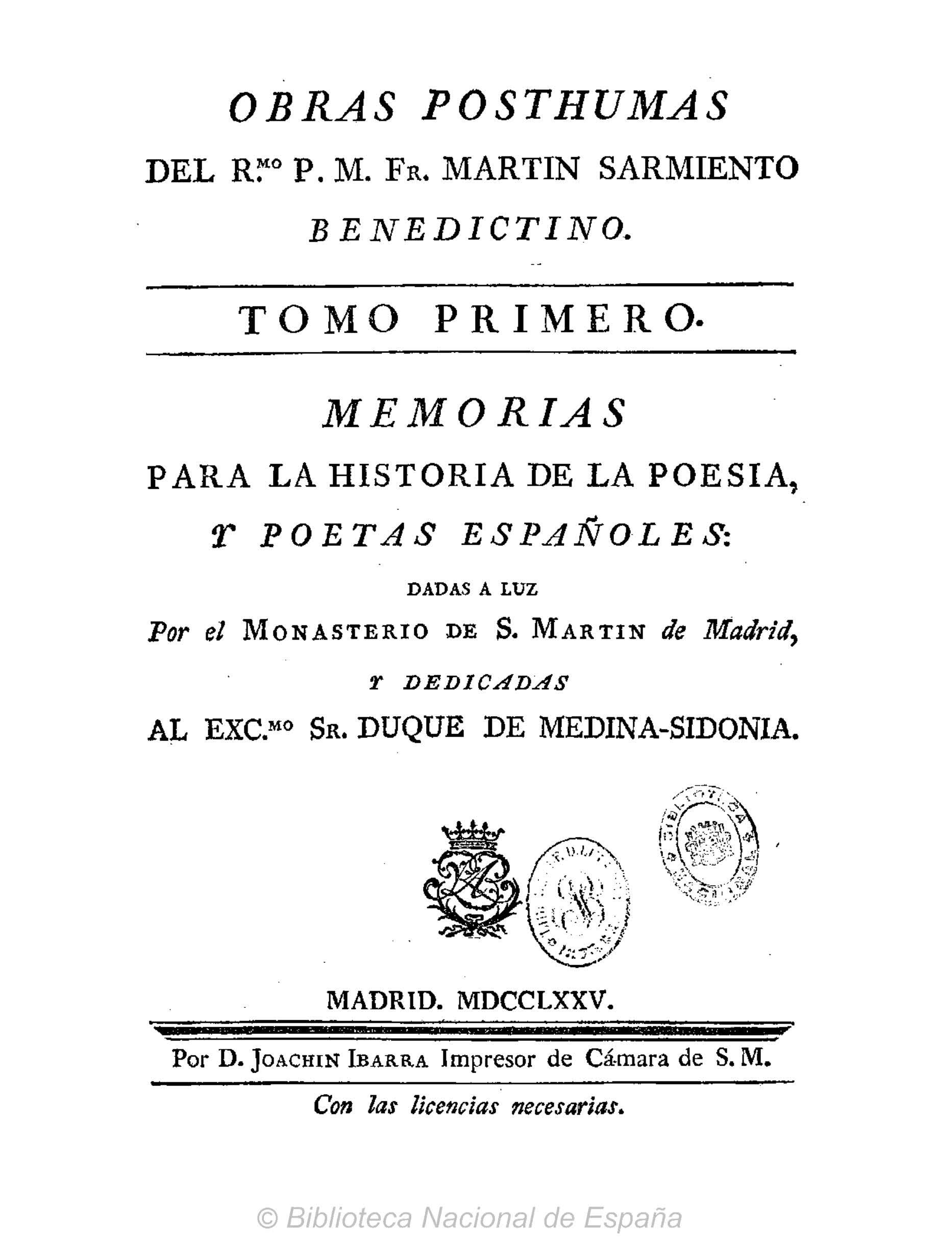 Memoria para la historia de la poesía y poetas españoles