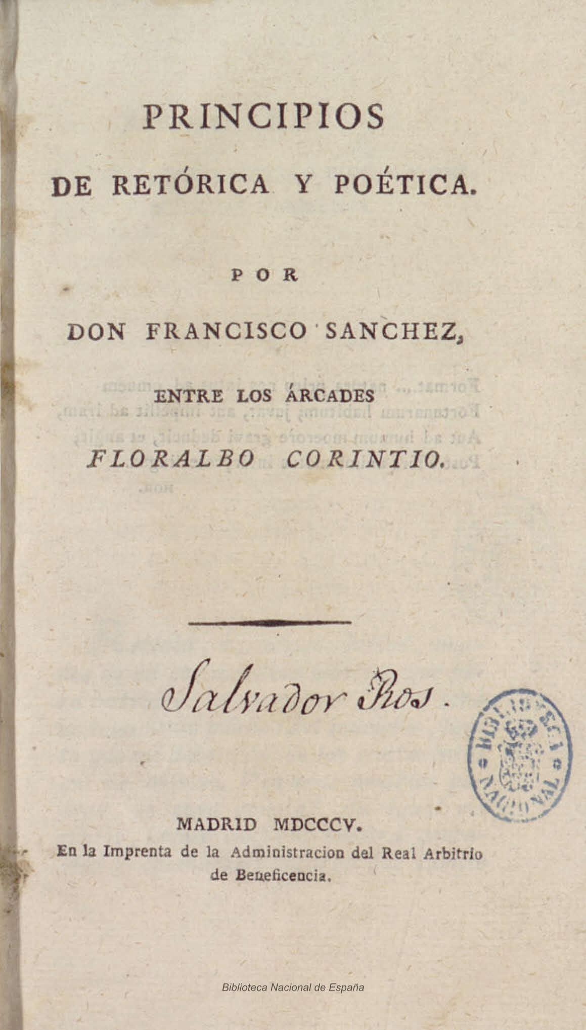 Principios de Retórica y Poética