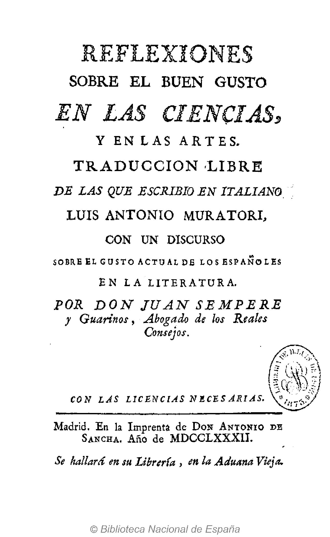 Reflexiones sobre el buen gusto en las ciencias y en las artes