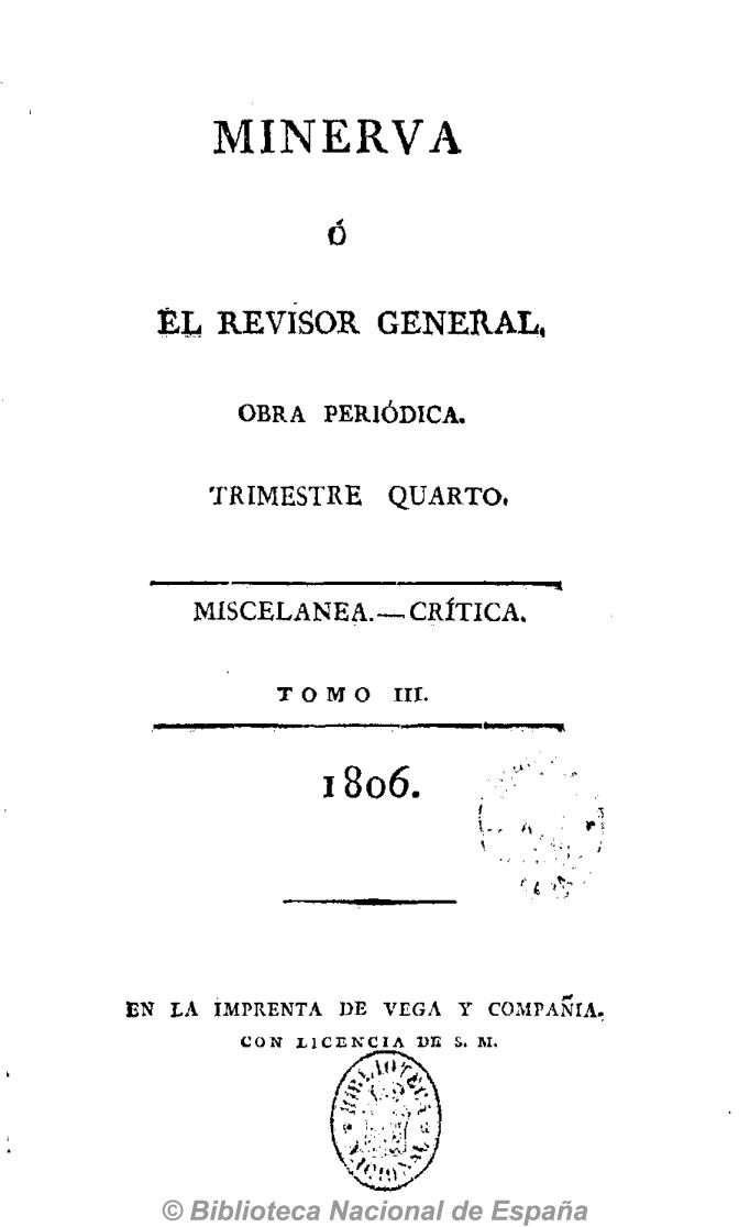 Estado actual de nuestra literatura [Sátira del Anti-Quijote publicada en la Minerva]